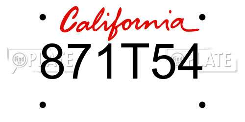 871T54 California License Plate
