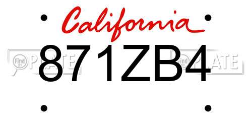 871ZB4 California License Plate