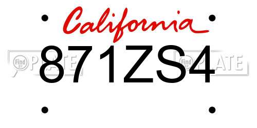871ZS4 California License Plate