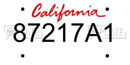 87217A1 California License Plate