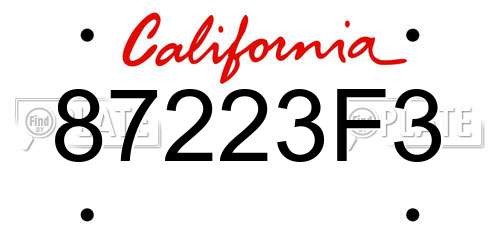 87223F3 California License Plate