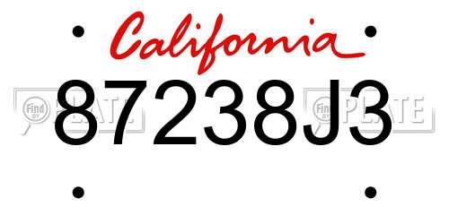 87238J3 California License Plate