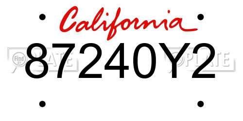 87240Y2 California License Plate