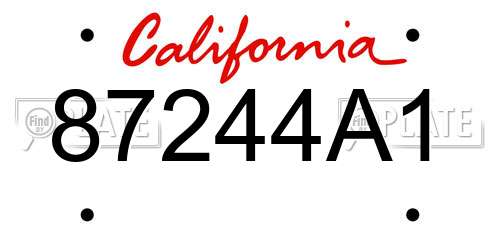 87244A1 California License Plate