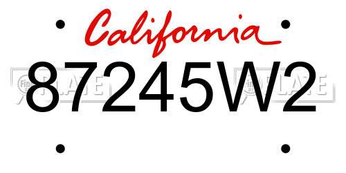 87245W2 California License Plate
