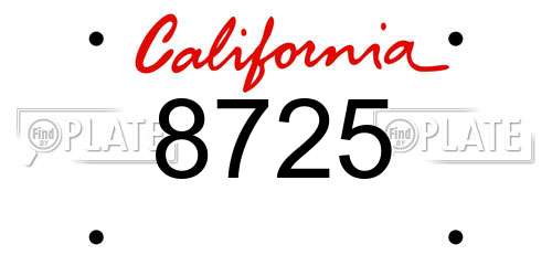 8725 California License Plate