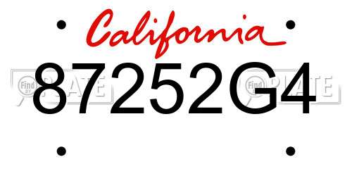 87252G4 California License Plate