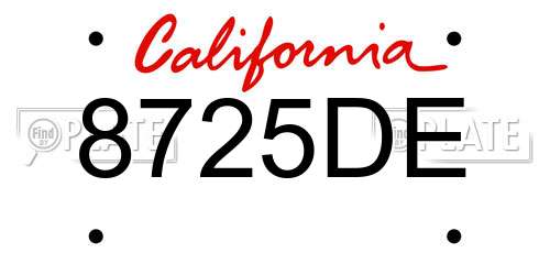 8725DE California License Plate