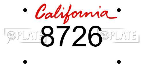 8726 California License Plate