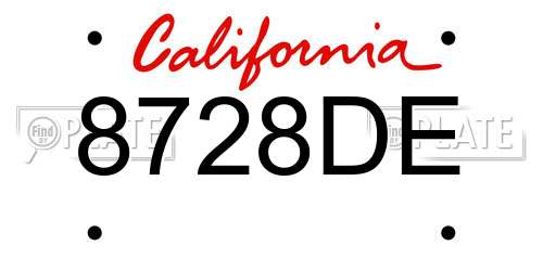 8728DE California License Plate