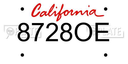 8728OE California License Plate