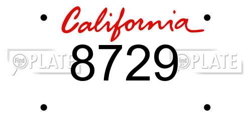 8729 California License Plate