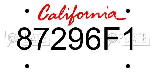 87296F1 California License Plate