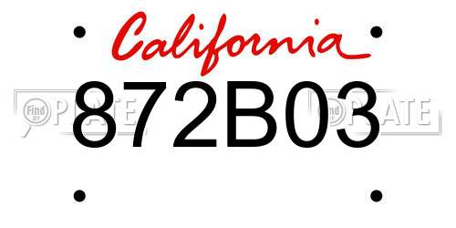 872B03 California License Plate