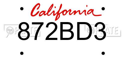872BD3 California License Plate