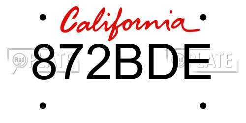 872BDE California License Plate