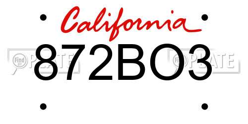 872BO3 California License Plate
