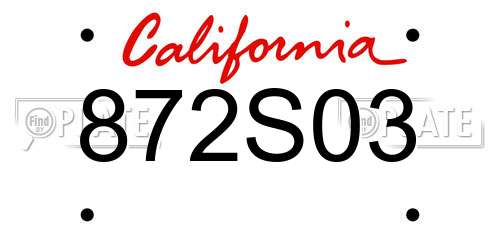 872S03 California License Plate