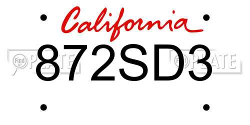 872SD3 California License Plate