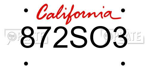 872SO3 California License Plate