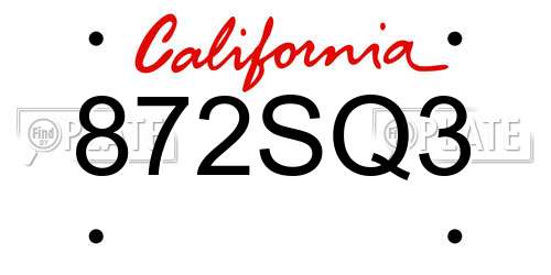 872SQ3 California License Plate