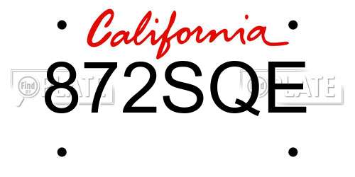 872SQE California License Plate