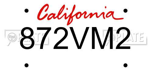 872VM2 California License Plate
