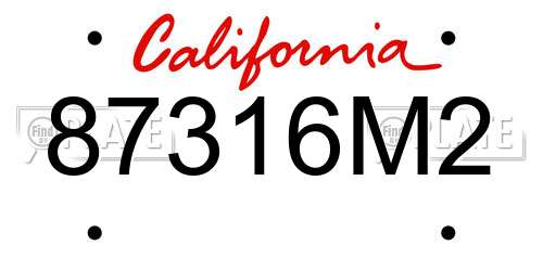 87316M2 California License Plate