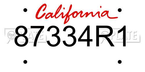87334R1 California License Plate