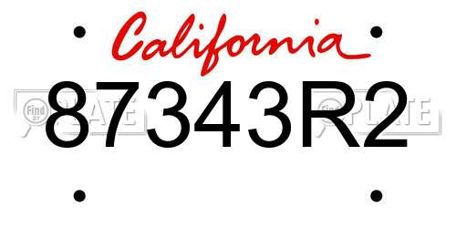87343R2 California License Plate