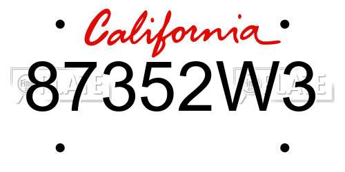 87352W3 California License Plate