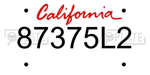 87375L2 California License Plate