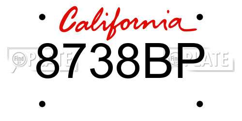 8738BP California License Plate