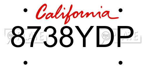 8738YDP California License Plate