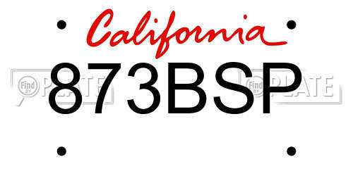 873BSP California License Plate