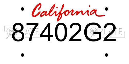 87402G2 California License Plate