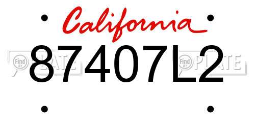 87407L2 California License Plate