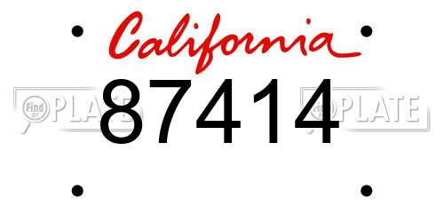 87414 California License Plate