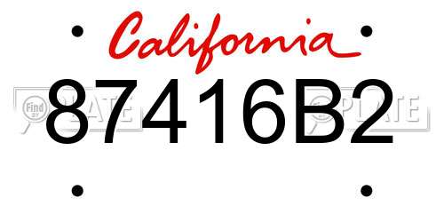 87416B2 California License Plate