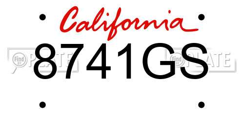 8741GS California License Plate