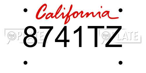 8741TZ California License Plate