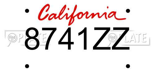 8741ZZ California License Plate