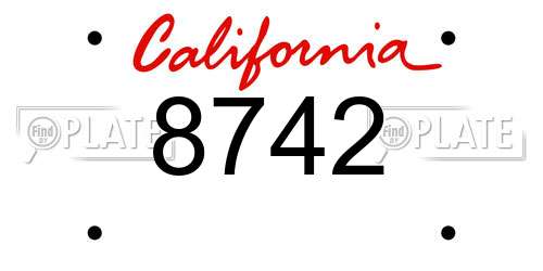 8742 California License Plate