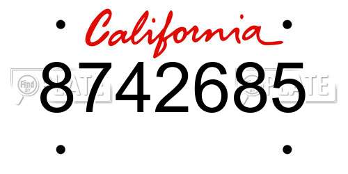 8742685 California License Plate