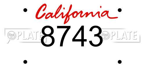 8743 California License Plate