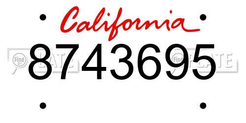 8743695 California License Plate