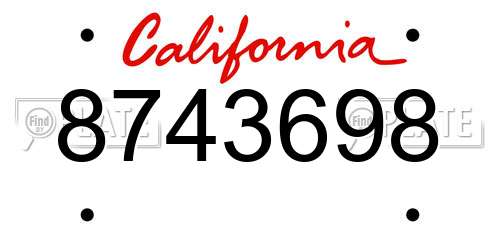 8743698 California License Plate