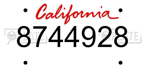 8744928 California License Plate