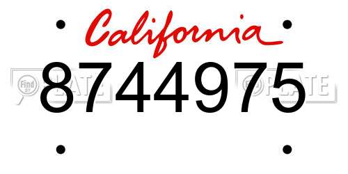 8744975 California License Plate