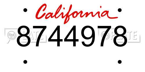 8744978 California License Plate
